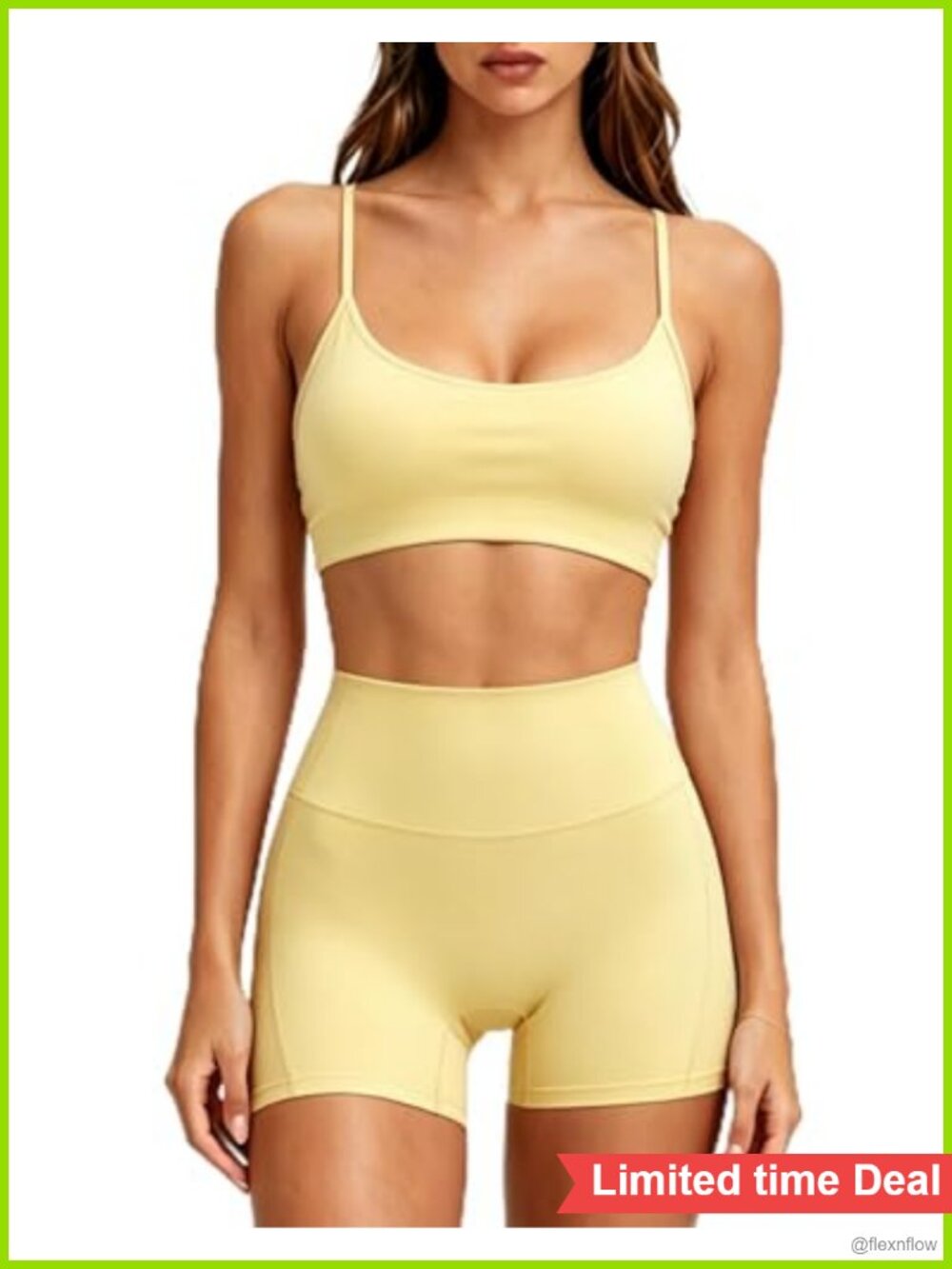 2 Piece Workout Set Padded Sports Bra & Bike Shorts Buttery Soft Yoga Gym
